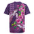 Hawaiian Turtle Love Couple Rugby Jersey - Sweet Hibiscus and Kakau Pattern Deep Purple Color