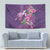 Hawaiian Turtle Love Couple Tapestry - Sweet Hibiscus and Kakau Pattern Deep Purple Color