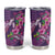 Hawaiian Turtle Love Couple Tumbler Cup Sweet Hibiscus and Kakau Pattern Deep Purple Color