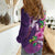 Hawaiian Turtle Love Couple Women Casual Shirt - Sweet Hibiscus and Kakau Pattern Deep Purple Color