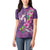 Hawaiian Turtle Love Couple Women Polo Shirt - Sweet Hibiscus and Kakau Pattern Deep Purple Color