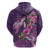 Hawaiian Turtle Love Couple Zip Hoodie - Sweet Hibiscus and Kakau Pattern Deep Purple Color