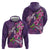 Hawaiian Turtle Love Couple Zip Hoodie - Sweet Hibiscus and Kakau Pattern Deep Purple Color