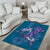 Hawaiian Turtle Love Couple Area Rug - Sweet Hibiscus and Kakau Pattern Sapphire Color