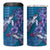 Hawaiian Turtle Love Couple 4 in 1 Can Cooler Tumbler Sweet Hibiscus and Kakau Pattern Sapphire Color