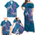 Hawaiian Turtle Love Couple Family Matching Off Shoulder Maxi Dress and Hawaiian Shirt - Sweet Hibiscus and Kakau Pattern Sapphire Color