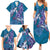 Hawaiian Turtle Love Couple Family Matching Summer Maxi Dress and Hawaiian Shirt - Sweet Hibiscus and Kakau Pattern Sapphire Color