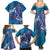 Hawaiian Turtle Love Couple Family Matching Summer Maxi Dress and Hawaiian Shirt - Sweet Hibiscus and Kakau Pattern Sapphire Color