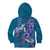 Hawaiian Turtle Love Couple Kid Hoodie - Sweet Hibiscus and Kakau Pattern Sapphire Color