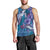 Hawaiian Turtle Love Couple Men Tank Top - Sweet Hibiscus and Kakau Pattern Sapphire Color