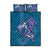 Hawaiian Turtle Love Couple Quilt Bed Set - Sweet Hibiscus and Kakau Pattern Sapphire Color