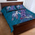 Hawaiian Turtle Love Couple Quilt Bed Set - Sweet Hibiscus and Kakau Pattern Sapphire Color