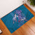 Hawaiian Turtle Love Couple Rubber Doormat - Sweet Hibiscus and Kakau Pattern Sapphire Color