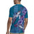 Hawaiian Turtle Love Couple Rugby Jersey - Sweet Hibiscus and Kakau Pattern Sapphire Color