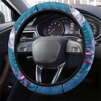 Hawaiian Turtle Love Couple Steering Wheel Cover - Sweet Hibiscus and Kakau Pattern Sapphire Color LT03 - Polynesian Pride