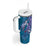 Hawaiian Turtle Love Couple Tumbler With Handle Sweet Hibiscus and Kakau Pattern Sapphire Color