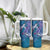 Hawaiian Turtle Love Couple Tumbler With Handle Sweet Hibiscus and Kakau Pattern Sapphire Color