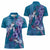 Hawaiian Turtle Love Couple Women Polo Shirt - Sweet Hibiscus and Kakau Pattern Sapphire Color