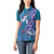 Hawaiian Turtle Love Couple Women Polo Shirt - Sweet Hibiscus and Kakau Pattern Sapphire Color