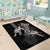 Hawaiian Turtle Love Couple Area Rug - Sweet Hibiscus and Kakau Pattern Grayscale Color