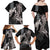 Hawaiian Turtle Love Couple Family Matching Off Shoulder Maxi Dress and Hawaiian Shirt - Sweet Hibiscus and Kakau Pattern Grayscale Color