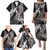 Hawaiian Turtle Love Couple Family Matching Puletasi and Hawaiian Shirt - Sweet Hibiscus and Kakau Pattern Grayscale Color