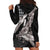 Hawaiian Turtle Love Couple Hoodie Dress - Sweet Hibiscus and Kakau Pattern Grayscale Color