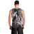 Hawaiian Turtle Love Couple Men Tank Top - Sweet Hibiscus and Kakau Pattern Grayscale Color