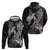 Hawaiian Turtle Love Couple Zip Hoodie - Sweet Hibiscus and Kakau Pattern Grayscale Color