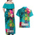 Hawaii Great Aloha Run 40th Anniversary Couples Matching Off Shoulder Maxi Dress and Hawaiian Shirt With Turtle Mascot Marathon Hibiscus and Kakau LT03 - Polynesian Pride