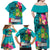 Hawaii Great Aloha Run 40th Anniversary Family Matching Off Shoulder Maxi Dress and Hawaiian Shirt With Turtle Mascot Marathon Hibiscus and Kakau LT03 - Polynesian Pride