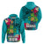 Hawaii Great Aloha Run 40th Anniversary Hoodie With Turtle Mascot Marathon Hibiscus and Kakau LT03 - Polynesian Pride