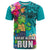 Hawaii Great Aloha Run 40th Anniversary T Shirt With Turtle Mascot Marathon Hibiscus and Kakau LT03 Turquoise - Polynesian Pride