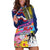 Hawaii Great Aloha Run 40th Anniversary Hoodie Dress Hibiscus and Kakau Pattern LT03 Blue - Polynesian Pride