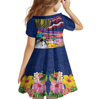 Hawaii Great Aloha Run 40th Anniversary Kid Short Sleeve Dress Hibiscus and Kakau Pattern LT03 - Polynesian Pride