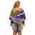 Hawaii Great Aloha Run 40th Anniversary Off Shoulder Short Dress Hibiscus and Kakau Pattern LT03 - Polynesian Pride