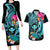 Hawaii Couples Matching Long Sleeve Bodycon Dress and Hawaiian Shirt Whale Mix Hibiscus and Kanaka Maoli LT03 Black - Polynesian Pride