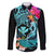 Hawaii Family Matching Long Sleeve Bodycon Dress and Hawaiian Shirt Whale Mix Hibiscus and Kanaka Maoli LT03 Dad's Shirt - Long Sleeve Black - Polynesian Pride