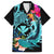 Hawaii Family Matching Off Shoulder Long Sleeve Dress and Hawaiian Shirt Whale Mix Hibiscus and Kanaka Maoli LT03 Dad's Shirt - Short Sleeve Black - Polynesian Pride