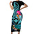 Hawaii Family Matching Short Sleeve Bodycon Dress and Hawaiian Shirt Whale Mix Hibiscus and Kanaka Maoli LT03 Mom's Dress Black - Polynesian Pride