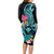 Hawaii Long Sleeve Bodycon Dress Whale Mix Hibiscus and Kanaka Maoli LT03 - Polynesian Pride