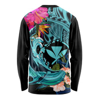 Hawaii Long Sleeve Shirt Whale Mix Hibiscus and Kanaka Maoli LT03 - Polynesian Pride