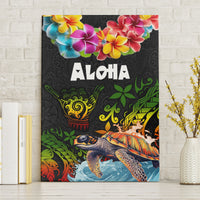 Hawaii Lei Day Canvas Wall Art Hibiscus Wreath and Polynesian Pattern LT03 Without Frame Black - Polynesian Pride
