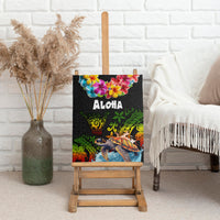 Hawaii Lei Day Canvas Wall Art Hibiscus Wreath and Polynesian Pattern LT03 - Polynesian Pride