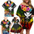 Hawaii Lei Day Family Matching Off Shoulder Short Dress and Hawaiian Shirt Hibiscus Wreath and Polynesian Pattern