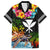 Hawaii Lei Day Family Matching Off Shoulder Short Dress and Hawaiian Shirt Hibiscus Wreath and Polynesian Pattern