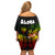 Hawaii Lei Day Family Matching Off Shoulder Short Dress and Hawaiian Shirt Hibiscus Wreath and Polynesian Pattern