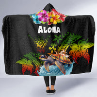Hawaii Lei Day Hooded Blanket Hibiscus Wreath and Polynesian Pattern LT03 - Polynesian Pride