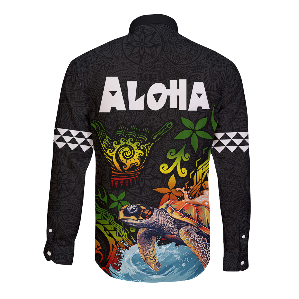 Hawaii Lei Day Long Sleeve Button Shirt Hibiscus Wreath and Polynesian Pattern LT03 - Polynesian Pride