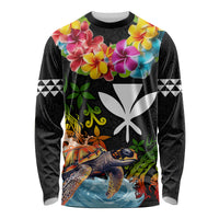 Hawaii Lei Day Long Sleeve Shirt Hibiscus Wreath and Polynesian Pattern LT03 Unisex Black - Polynesian Pride